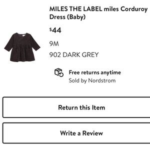NWOT Miles the Label 9M Corduroy Dress